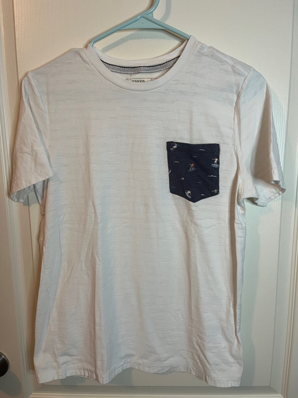 Free Planet White Short Sleeve Tee with Navy Surf Pocket
